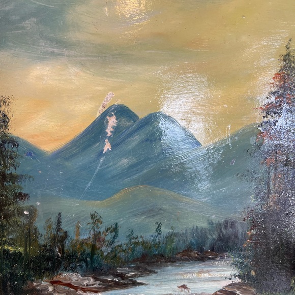 Antique Oil Painting FW Devoe Art Board Mountain Landscape Vintage Artwork Old - Picture 6 of 12